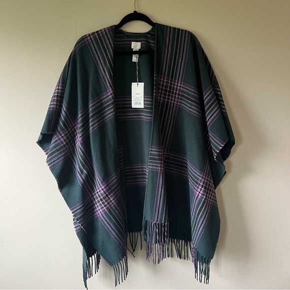 a new day Sweaters - NWT A New Day Plaid Fringe Poncho